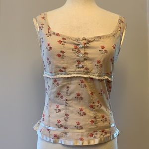 Old Navy Floral Sleeveless Top - Cream and Red
